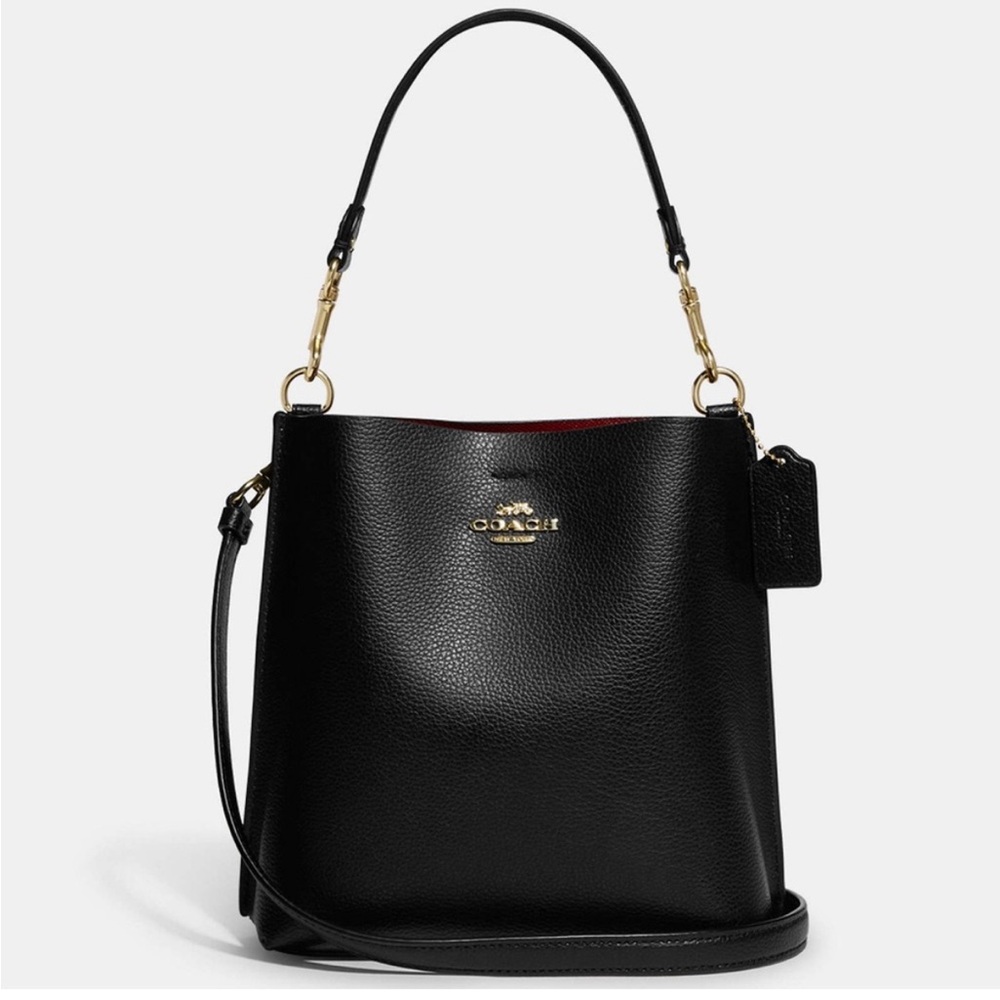 Coach Black Shoulder Bag with Gold Hardware 🍒